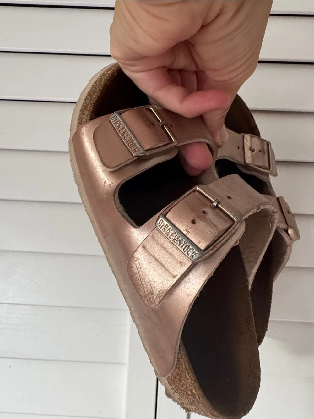 Metallic Rose Birkenstock Sandals